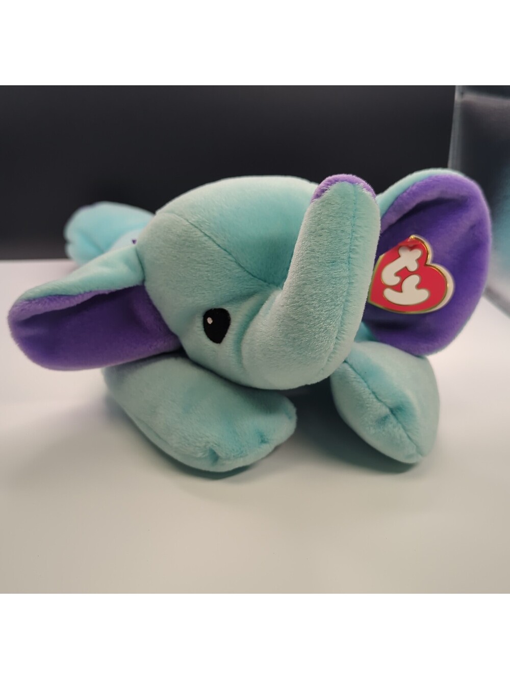 1998 Ty Beanie Baby Pillow Pal Squirt The Elephant Teal And Purple MWMT